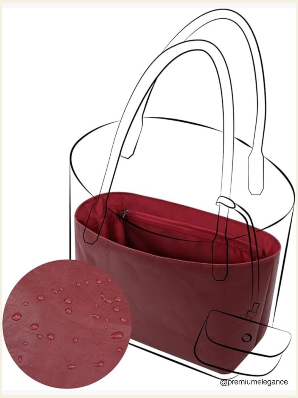 Lightweight Purse Organizer Insert for Luxury Bags, Silk & Dupont Paper,